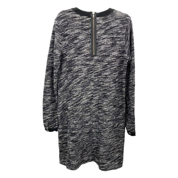 Madewell Size M Sweater‎ Dress Mini Knit Gray Black Crew Neck Long Sleeve Zip - Picture 4 of 7